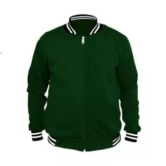 Jaket zipper Base Ball Hitam-botol
