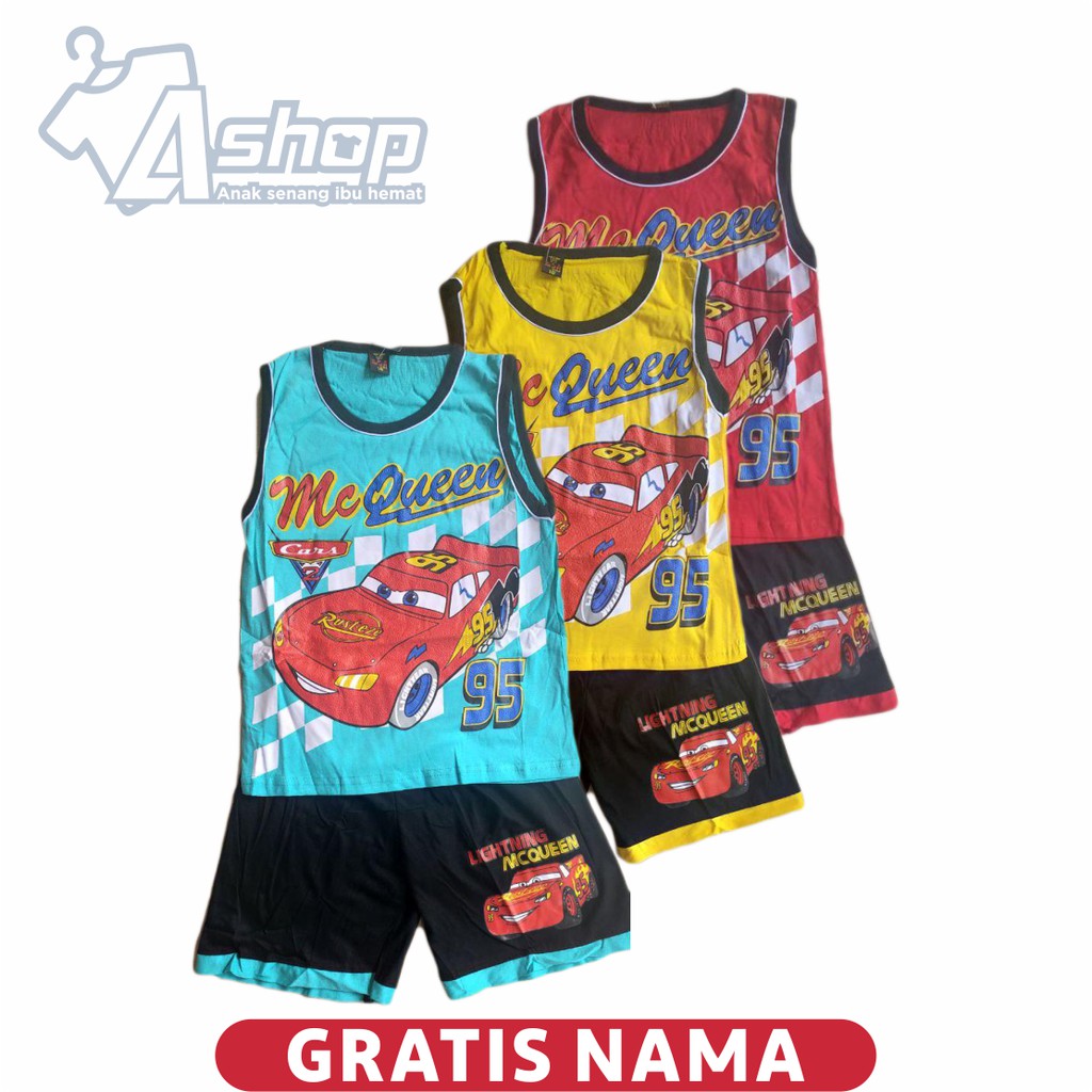 Baju Singlet Anak Laki-laki Cars Mcqueen