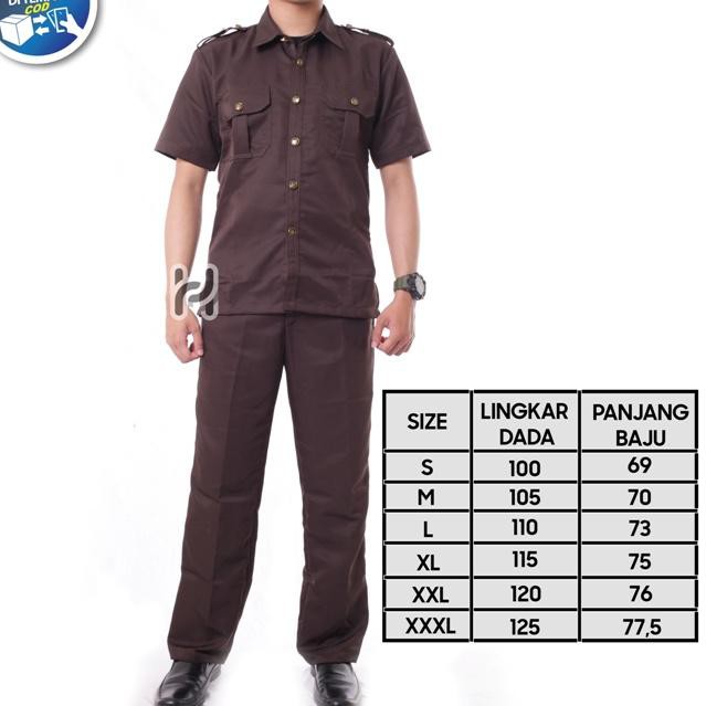 PROMO 11.11 KODE-288 Seragam Safari Security Coklat Terbaru Lengan Pendek Baju Safari Satpam Bodygua