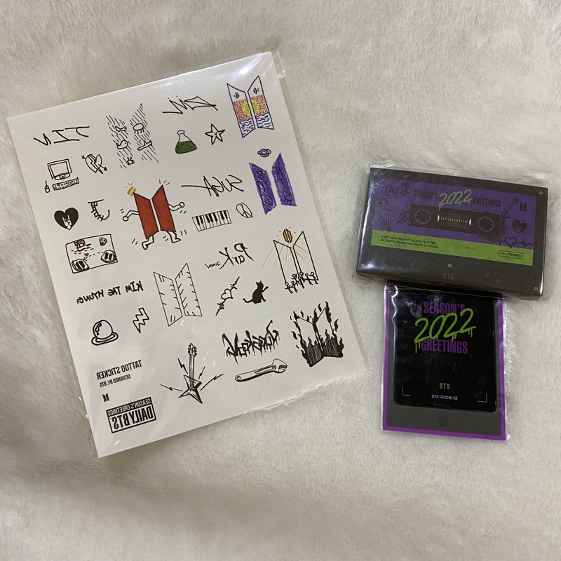 ready BTS season's greetings 2022 sg22 sharing MEMO PAD Digital Code Card Tatoo Sticker Making Film 
