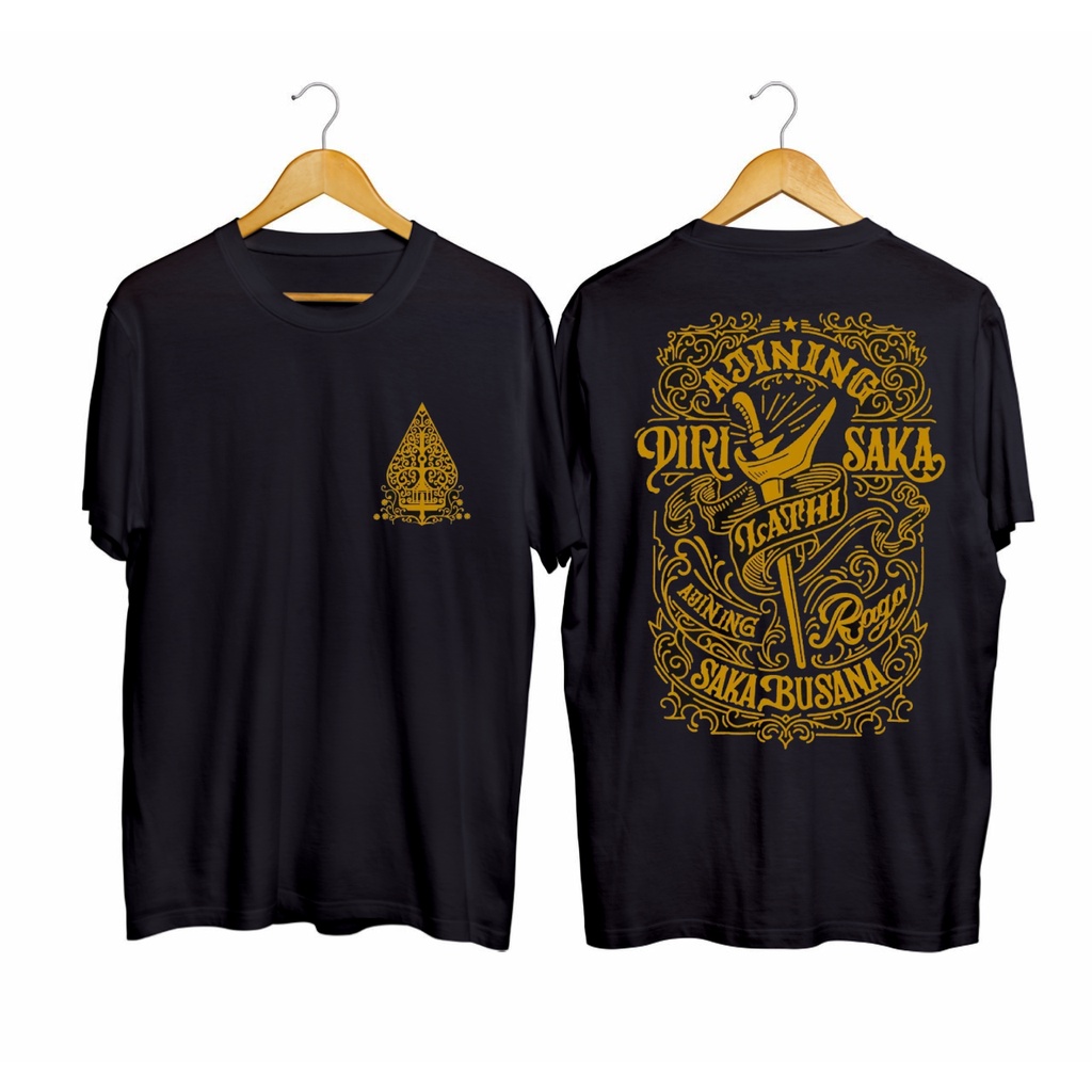 Kaos Pria Jawa Ajining Diri Saka Lathi Katun Lengan Pendek Hitam