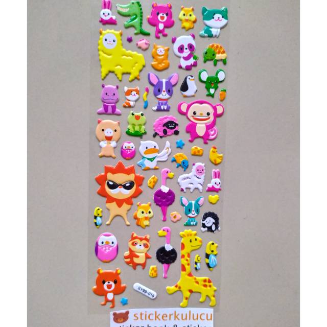 Stiker anak timbul ANIMALS / Hewan 10x24cm