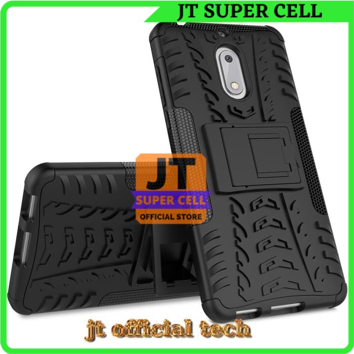 XPHASE CASE NOKIA 6 HYBRID CASE DUAL LAYER CASING ARMOR CASING STANDING CASING ROBOT HITAM