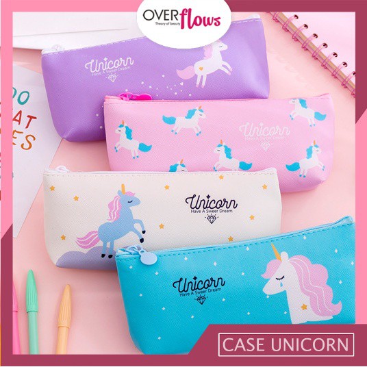 OVERFLOWS.ID Pencil Case Unicorn Pouch Tempat Pensil Tepak Alat Tulis Anak Murah