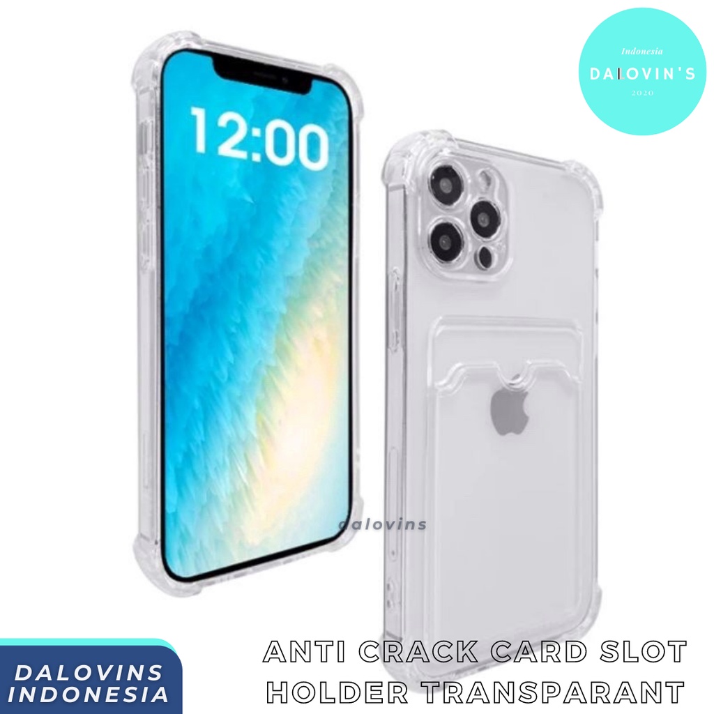 Card Slot Anti Crack Case iPhone 7 8 PLUS X XS XR 11 12 13 14 15 PRO MAX MINI PLUS  Transparan Casin