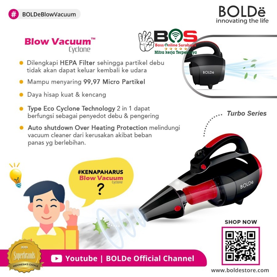 Vacuum Cleaner Bolde Super Hoover Vacuum Cleaner Cyclone Black / Red Series