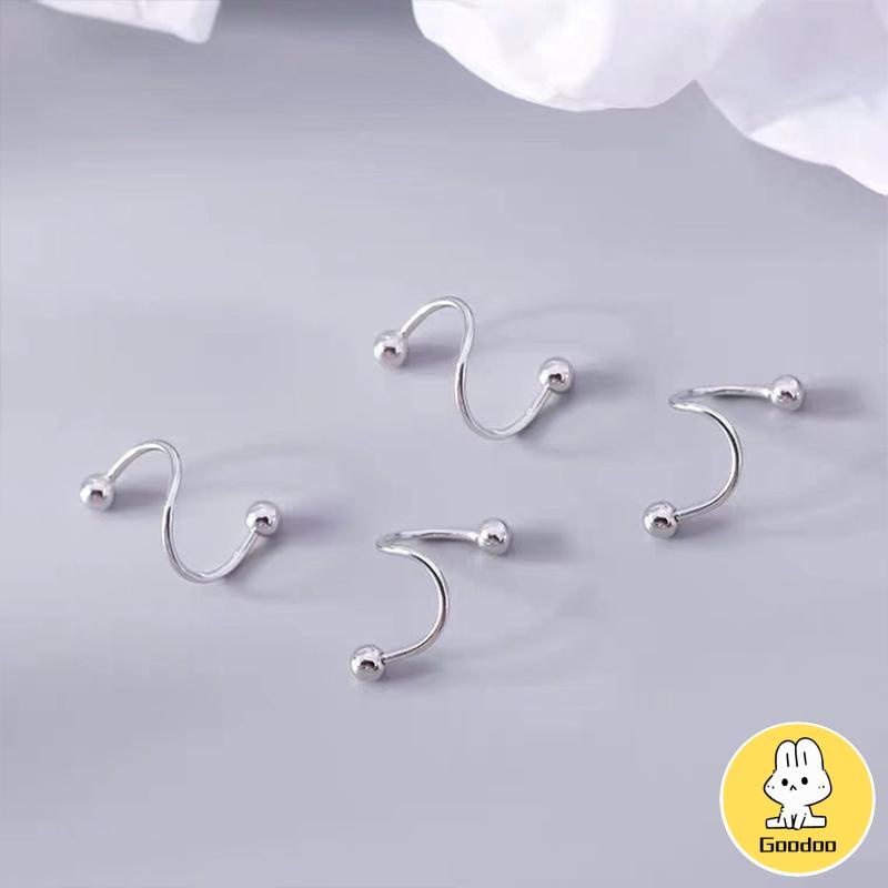 1 Pasang Anting-Anting Sederhana Baru Kepribadian Wanita Minoritas Double Spiral Ear Studs -Doo