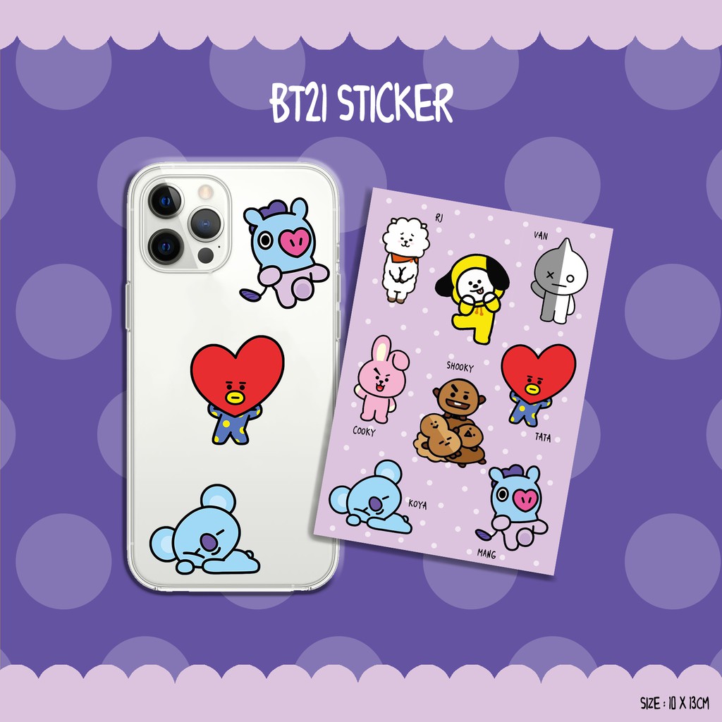 

STICKER KARAKTER BT21 /S TICKER HP / LAPTOP / LUCU MURAH / KADO UNIK / ARMY