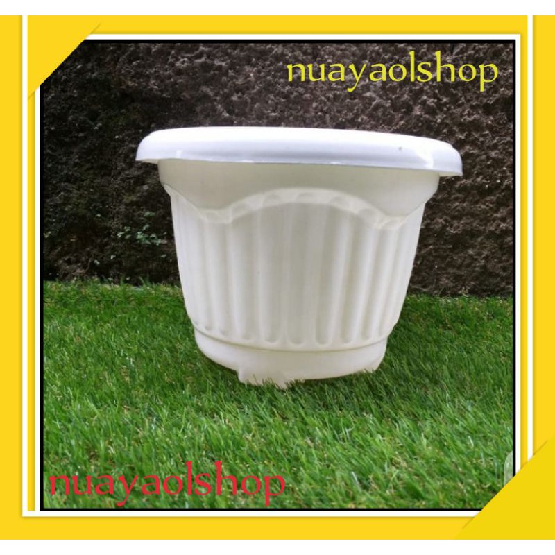 Pot Bunga/Pot Bunga Putih/Pot Bunga Plastik/Vas Bunga/Pot Tanaman Shalom 25cm