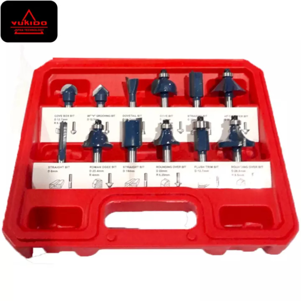 12 SET mata trimmer  mata router mata profil mata ukir YUKIDO mata trimer router bit set mata profiL JLD