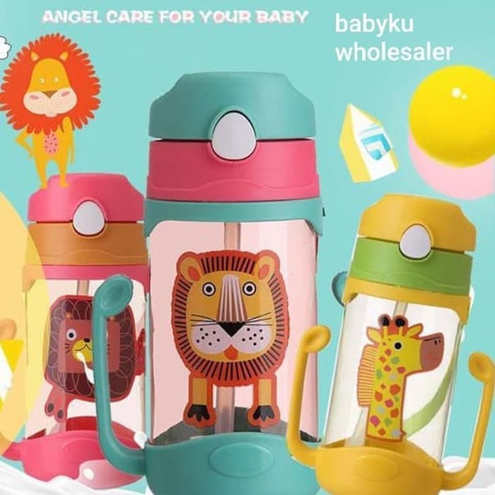 Botol Minum Training Cup Anak Dengan Tali - Botol Minum Sedotan - Tempat Minum Anak