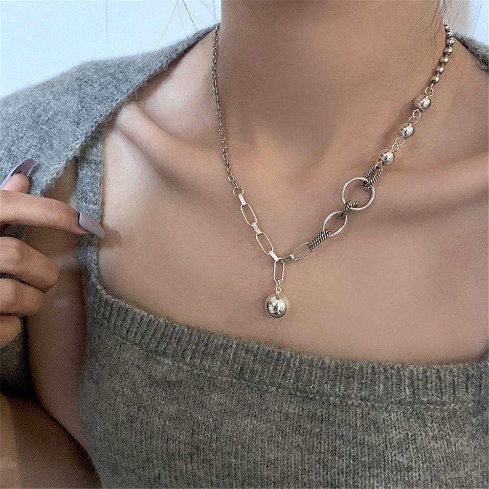 Kalung Rantai Silver Vintage Simple Untuk Pasangan / Pria / Wanita