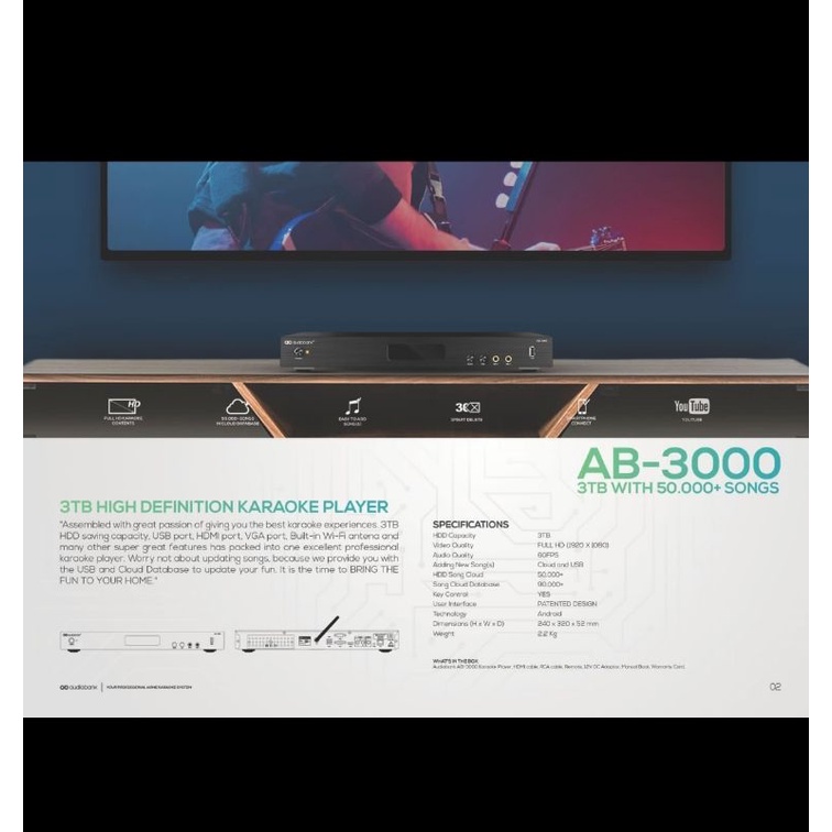 Audiobank AB 3000 Player Karaoke 3 Tera HDD 50Rb Lagu Baru Dan Lama