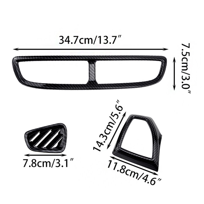 TK 5Pcs Carbon Fiber Style Console Dashboard Air Outlet Cover Trim Fit For Hyundai Tucson 2015 - 2019