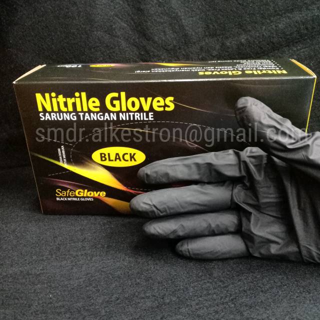 Safe glove nitrile black/hitam sarung tangan onehealth/onemed