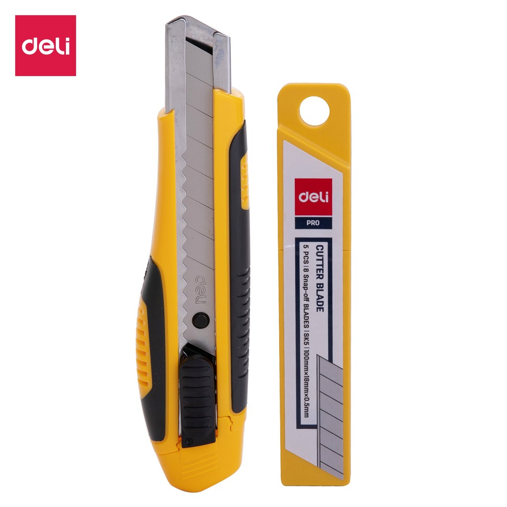 

Deli Cutter Besar Mata Pisau baja SK5 keras, penutup snap-off, Aman, sentuhan lembut E2068
