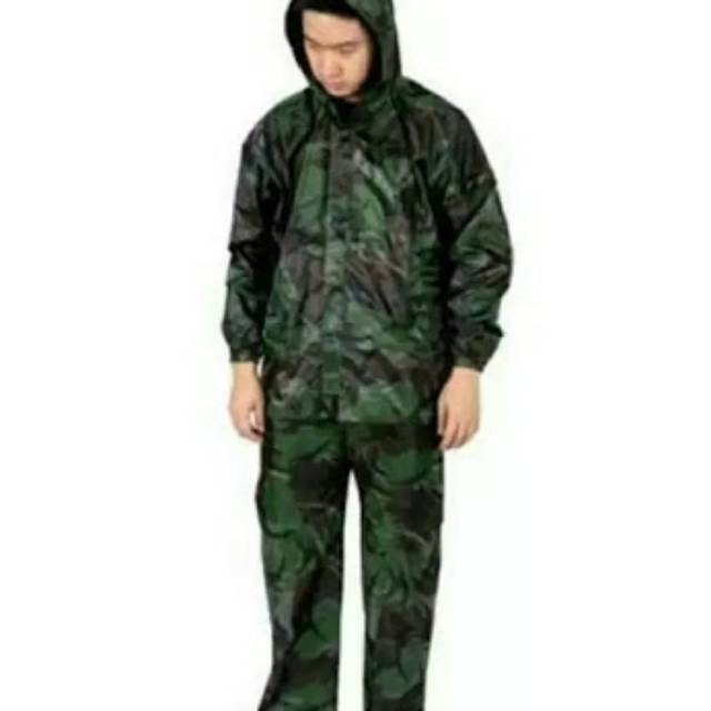 JAS HUJAN JAKET CELANA LORENG ARMY