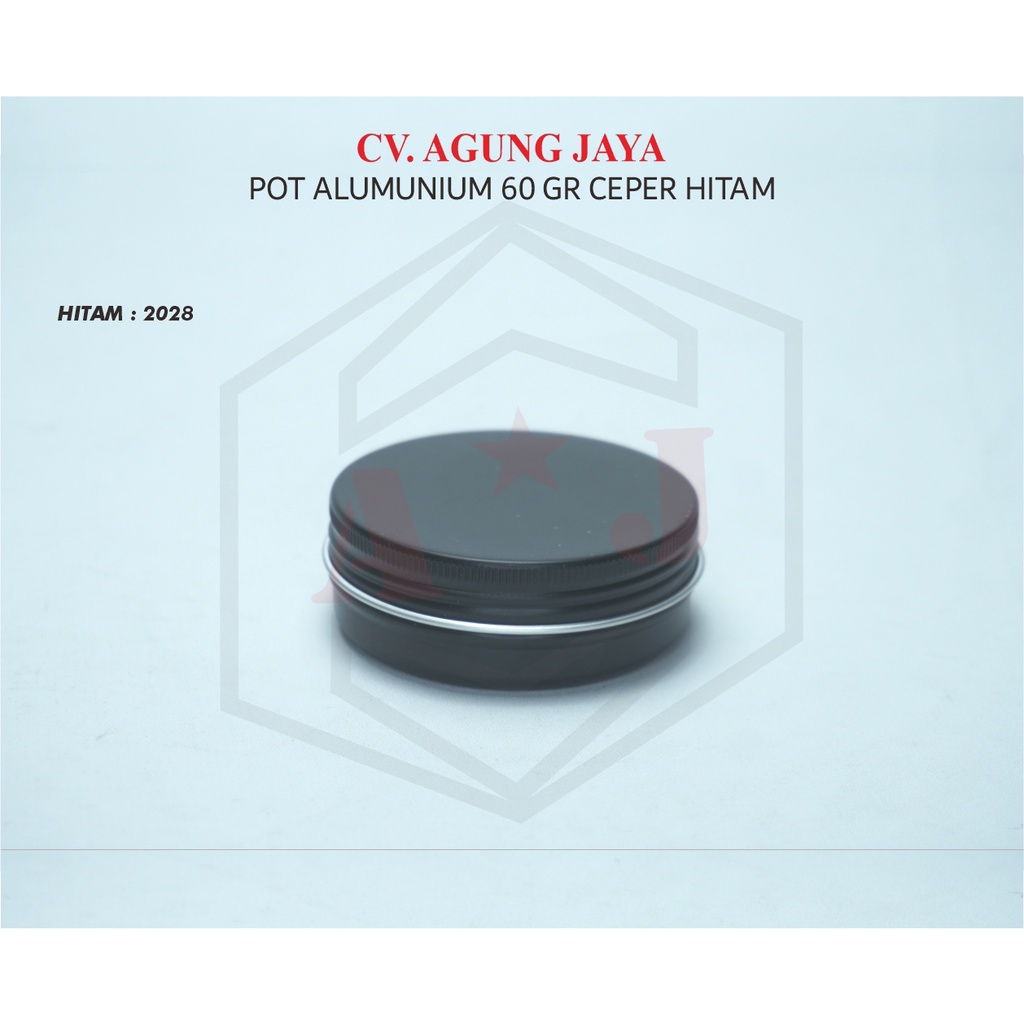 Pot Alumunium 60 g Black/Pot Pomade/Pot Cream/Jar Alumuniu/ Wadah Pomade/Tin Alumunium/ Pot Pomade