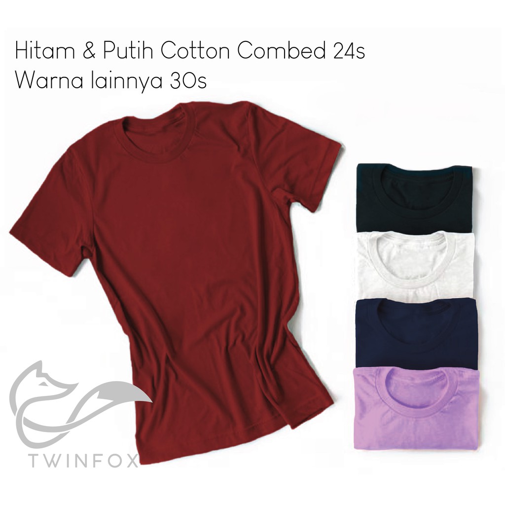 Kaos Polos Unisex Pria Wanita Oneck Cotton Combed 24s 30s S-XL Baju Tshirt Tumblr Tee Katun Premium Murah