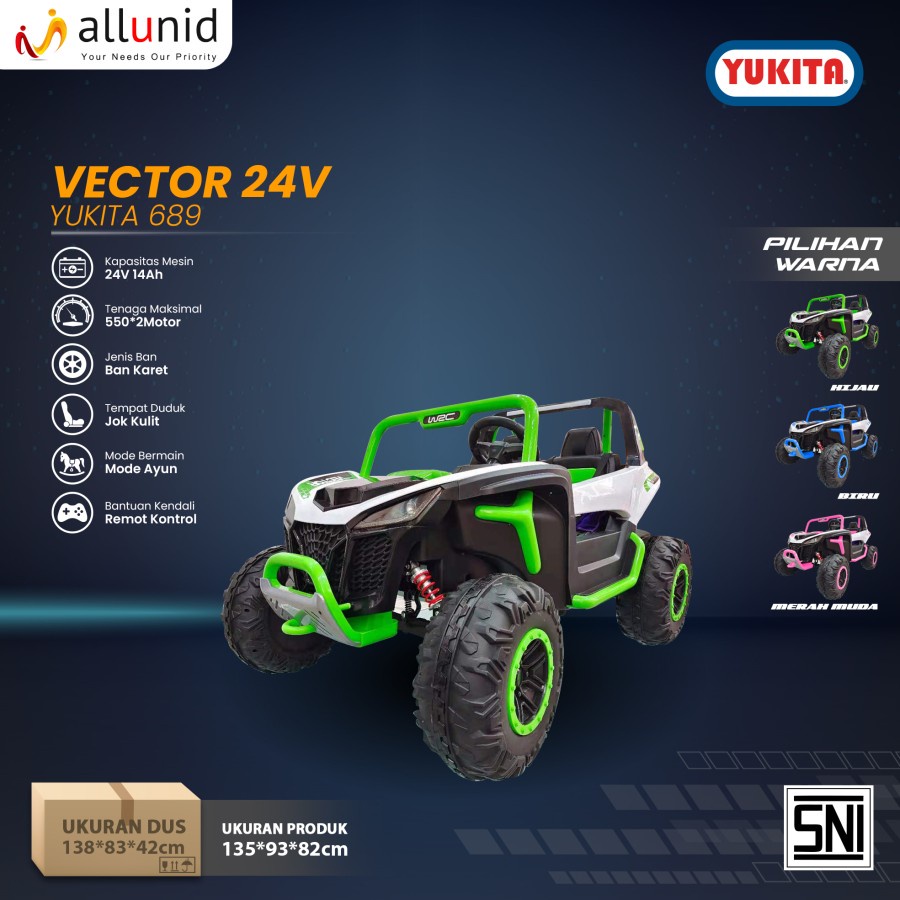 MAINAN MOBIL AKI ANAK YUKITA 689 JEEP VECTOR Pink - 24Volt