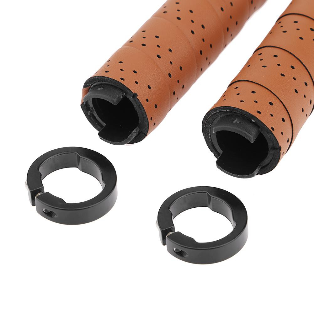 2pcs Vintage Bike Bicycle Leather Anti-skid Handlebar Cover Sleeve Grips