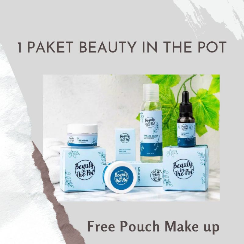 [SKINCARE] PAKET SKINCARE BEAUTY IN THE POT (WHITEGLOW SERIES BPOM) FREE POUCH MAKEUP