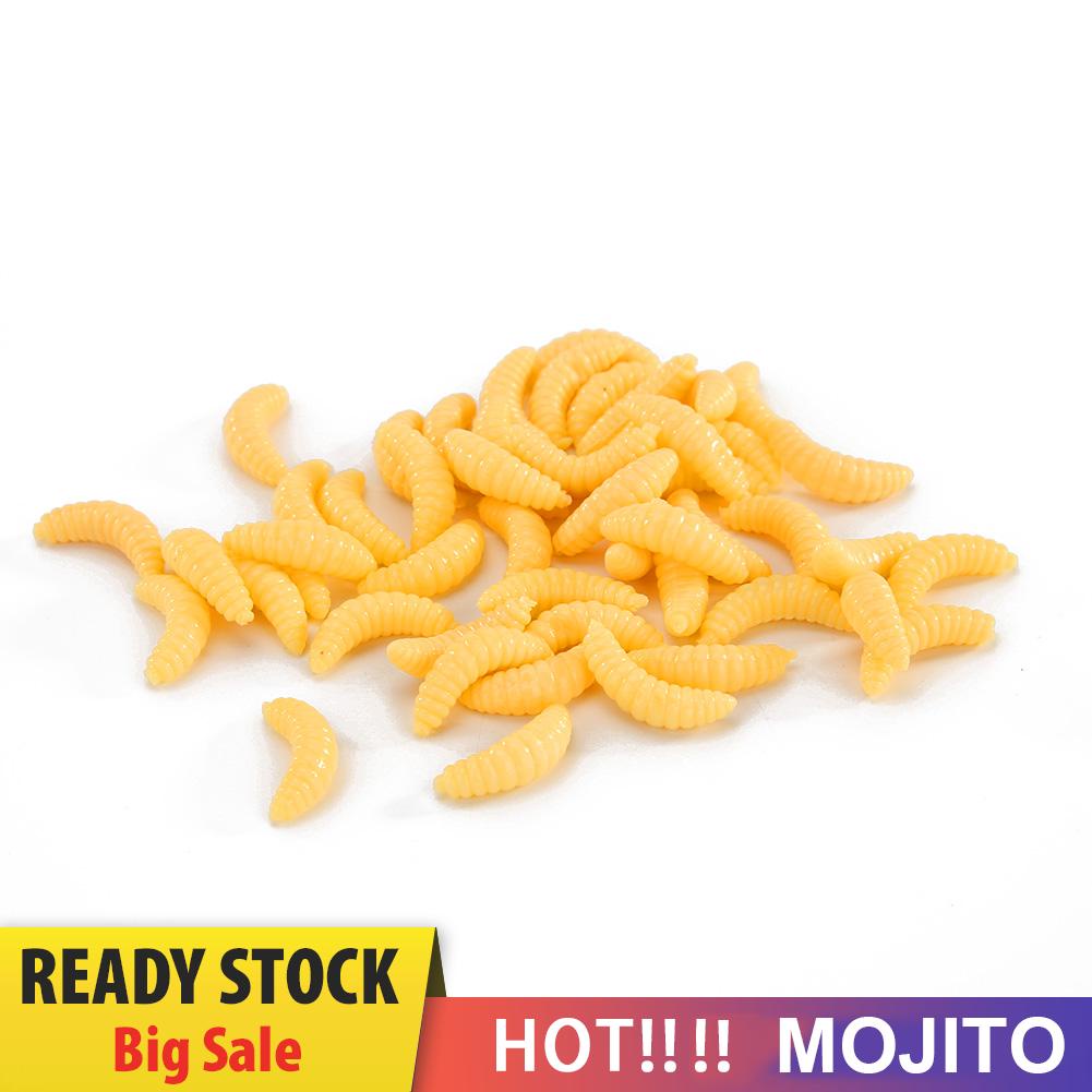 50pcs Umpan Pancing Bentuk Udang Belatung Bahan Plastik Lembut Ukuran 2cm