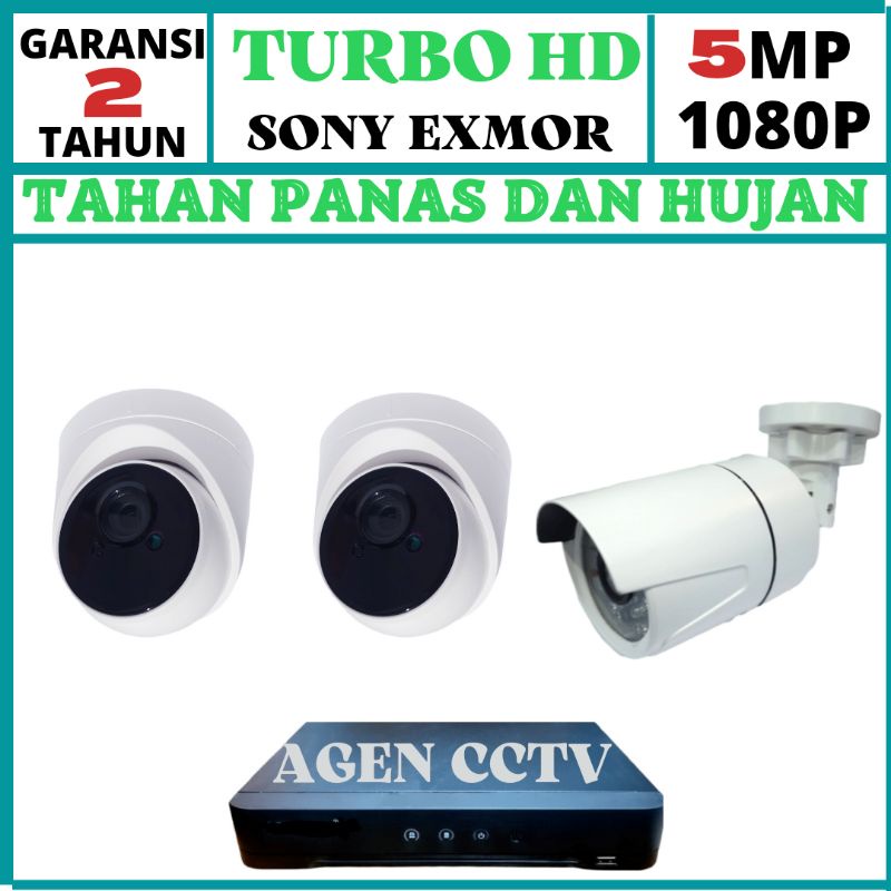 PAKET CCTV 4 CHANNEL 3 KAMERA TURBO HD LENSA 5MP 1080P IR SONY XMORE