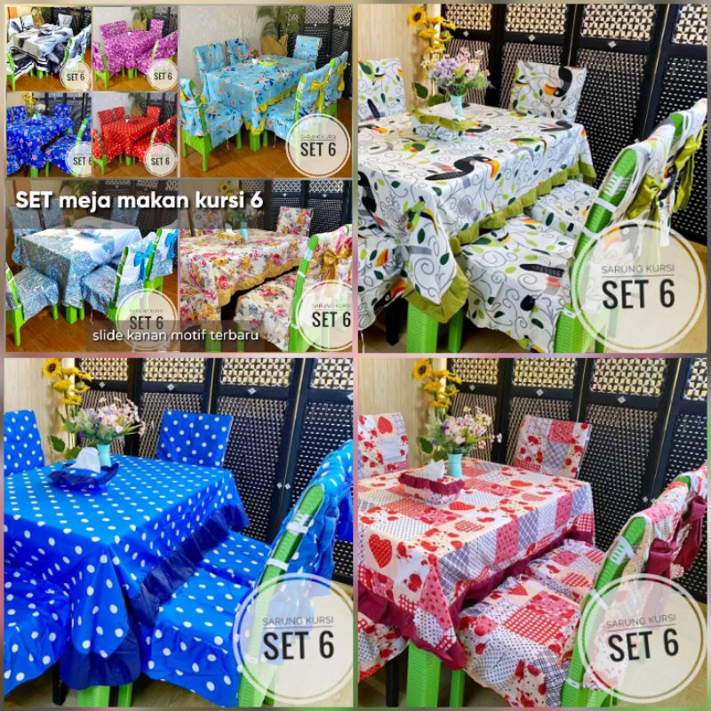 6 Set Sarung Kursi Meja Makan Taplak Meja Makan Set Sarung Meja Makan Cover Kursi Makan