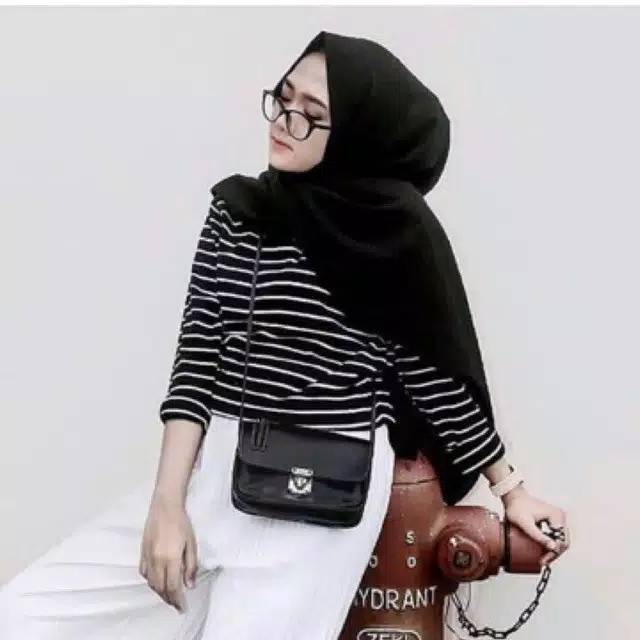 IZANY Dina Top stevi top atasan salur white all size blouse lengan panjang