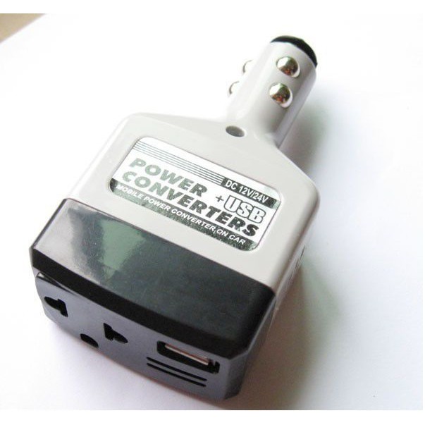 Car Power Converters DC12v/24v to AC 220v 10w Car USB Colokan Charger HP Original di Mobil