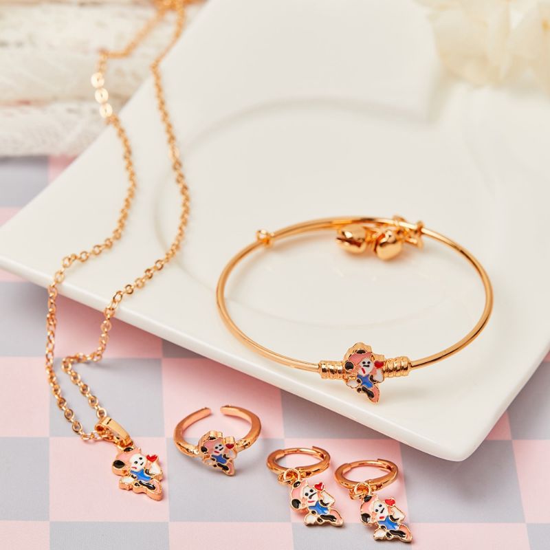 Satu Set Anak Perhiasan Anak Set Anting Cincin Kalung Gelang Motif MIKKY MOUSE