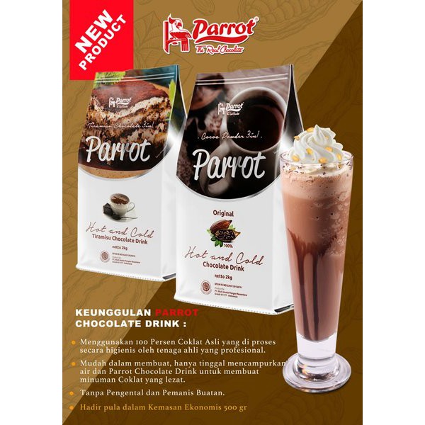 

TERMURAH MINUMAN COKLAT PARROT CHOCODRINK CHOCOLATE MEWAH MURAH TERLARIS