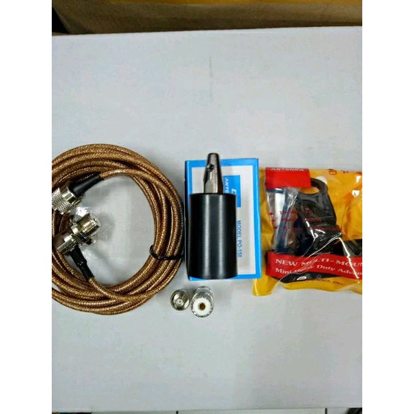 PAKET ANTENA PO150 PLUS KABEL TEPLON RG 58 BREKET JEPIT DAN KONECTOR HT