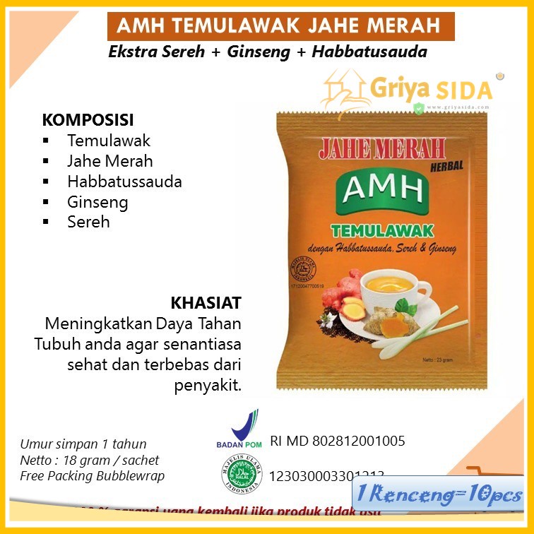 Minuman Traditional Jahe Merah AMH Amanah Super AMH Temulawak Harga Grosir