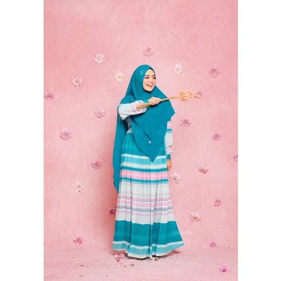 GHIANA Athala Printing  / gamis printing / gamis stripes tosca