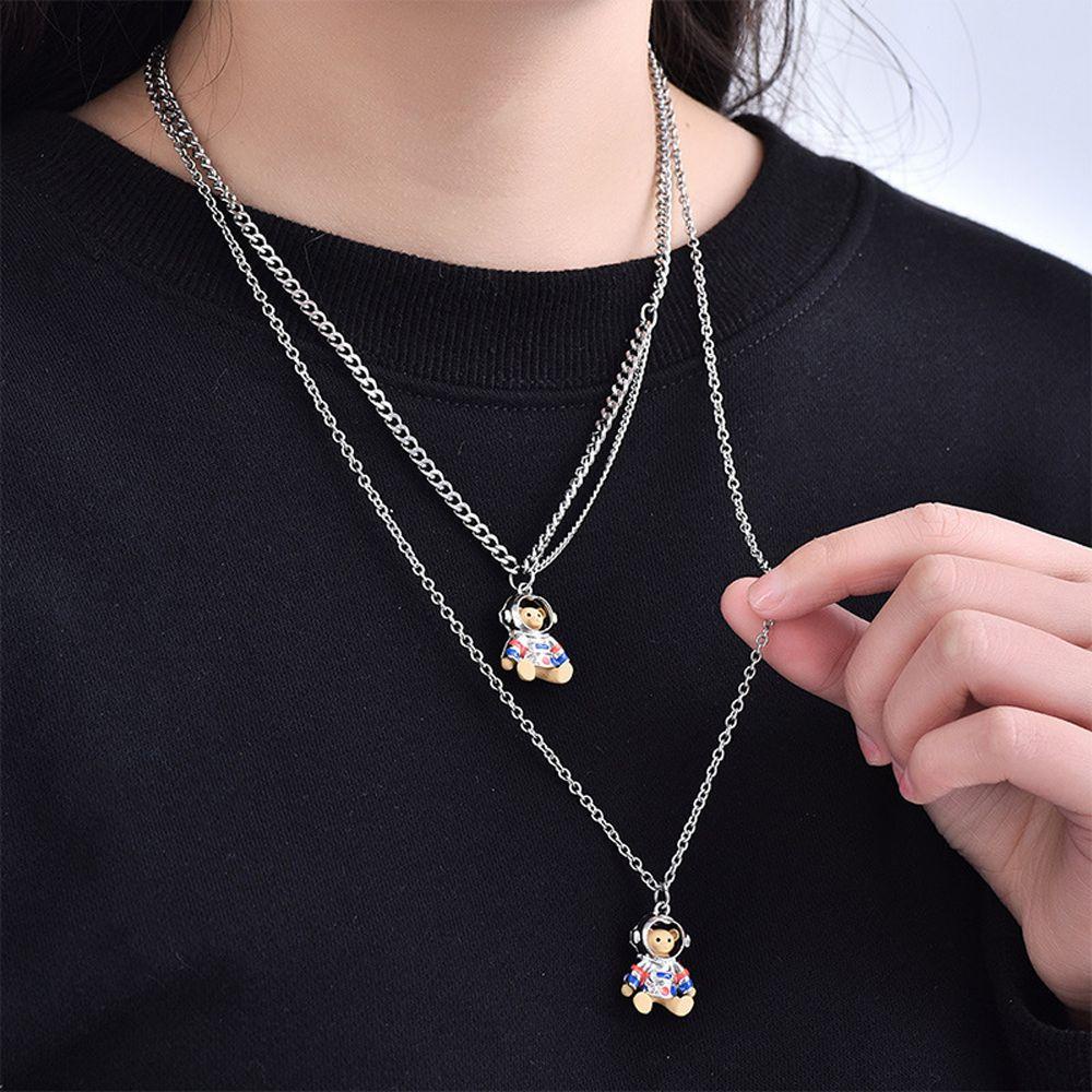 Wanita Kalung Korea Kartun Hadiah Perempuan Double Layer Choker Sweater Rantai Kalung