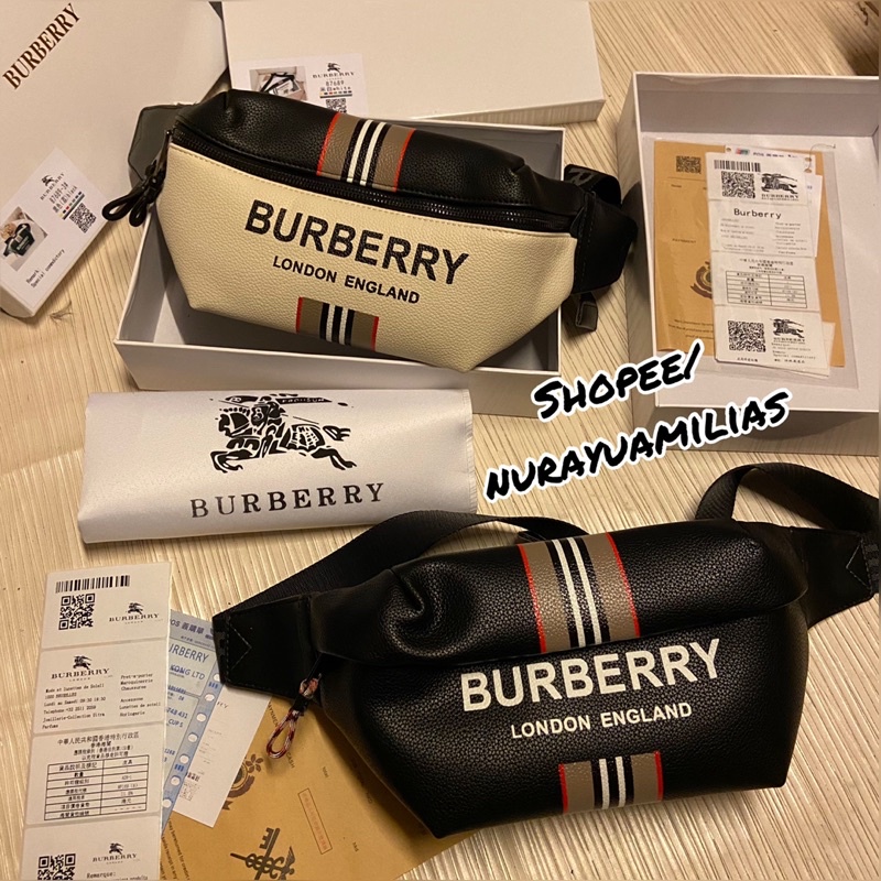 Waistbag Burberry London import premium waist bag pria branded tas selempang wanita import