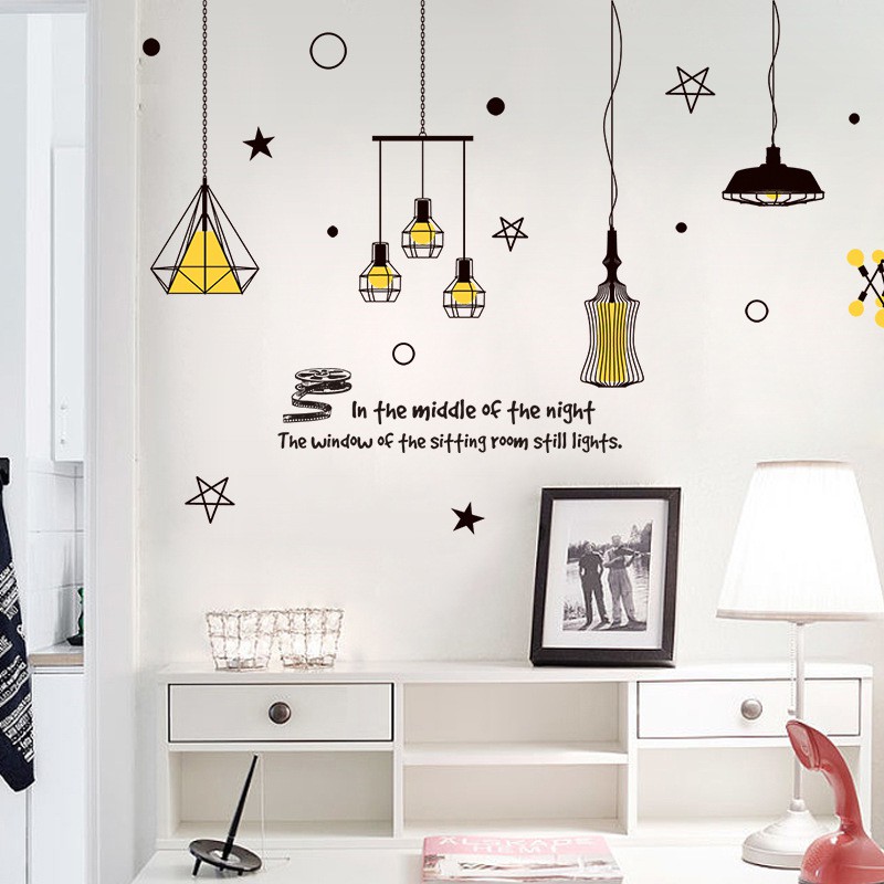 RELIZA WALL STICKER 60X90 LAMP LAMPU GANTUNG HITAM CRISTAL STIKER DINDING XL8268