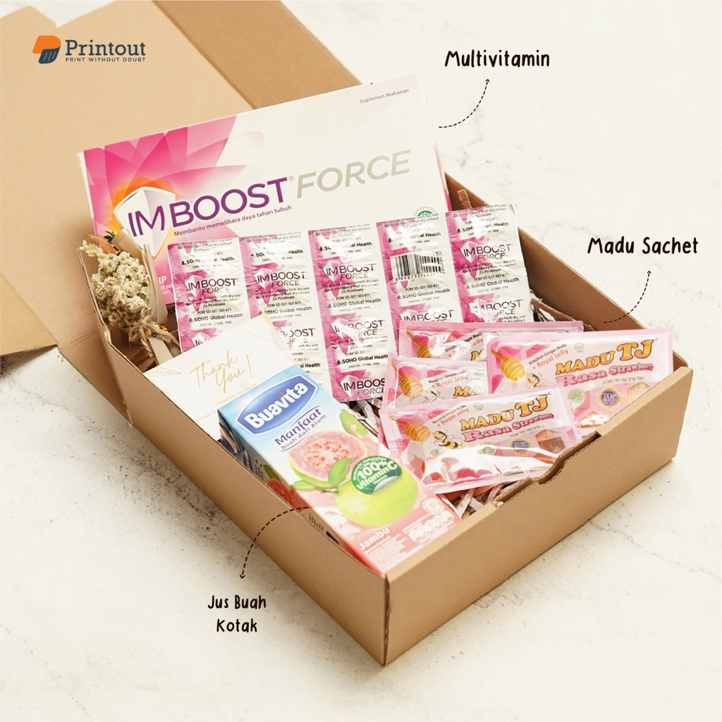 Hampers Paket Isoman/Paket Vitamin/Hampers Vitamin/Gift Box Murah/ Gift Box Paket Health Pink