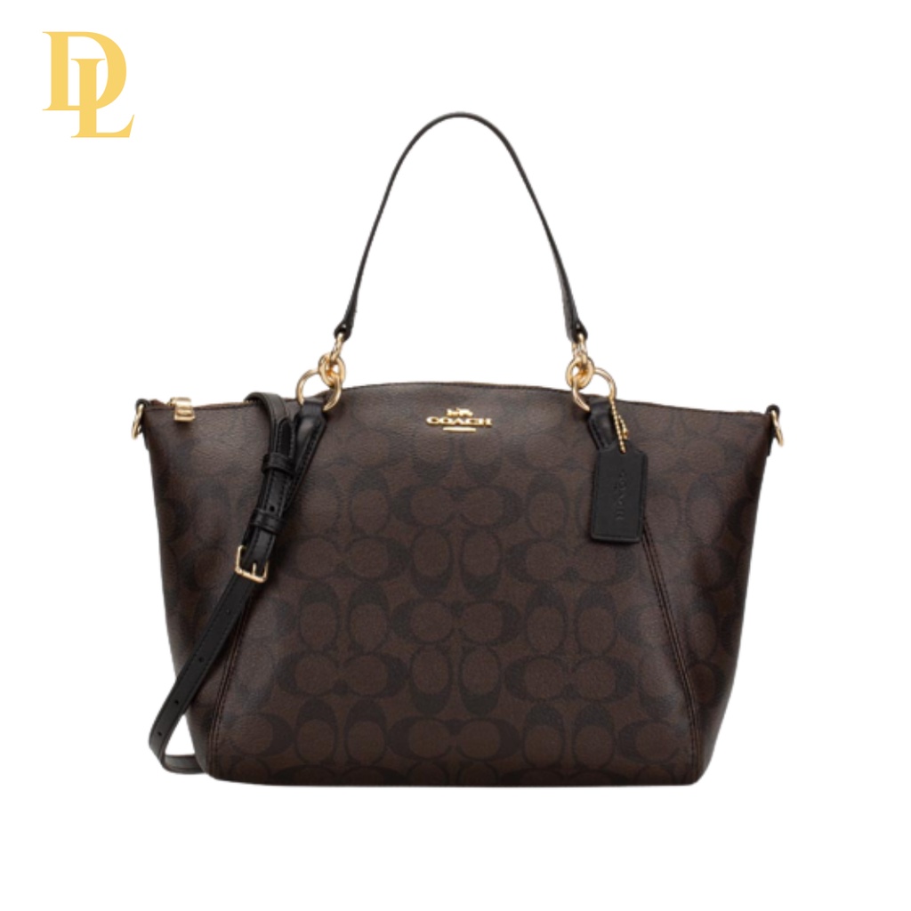 COACH SMALL KELSEY SATCHEL IN SIGNATURE CANVAS BROWN ( F28989)