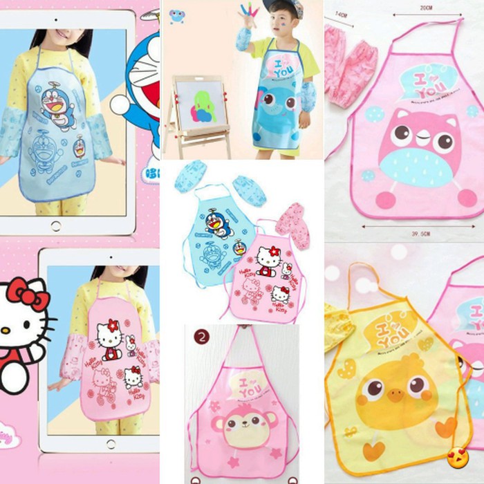 Celemek Anak Apron Karakter Lucu Celemek Anak Melukis Masak Kotor Kotoran Berkebun Kids Apron Cartoon Cute