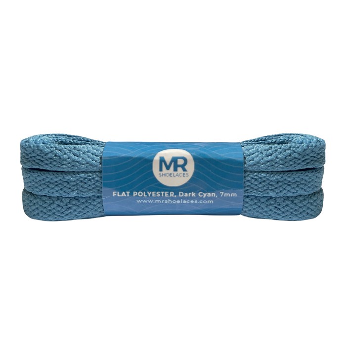 MR Shoelaces FP21 Dark Cyan Tali Sepatu Pipih Flat 7mm 90cm 100cm 120cm 130cm 150cm 180cm 200cm