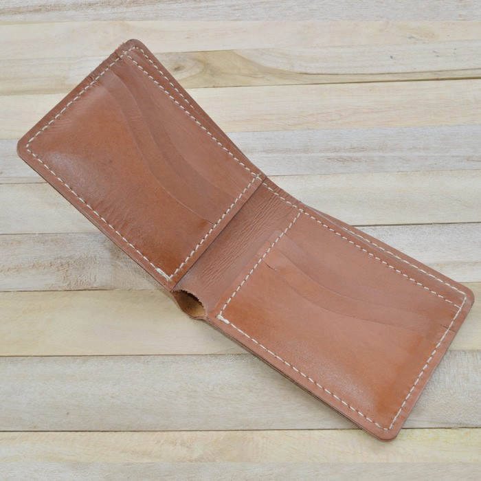 dompet pria kulit sapi asli warna tan | bifold wallet melengkung