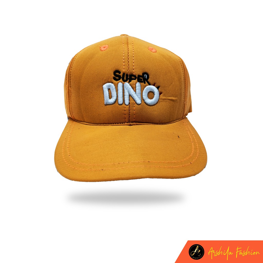 Topi Baseball Anak Bordir Super Dino Drill Premium-Orange