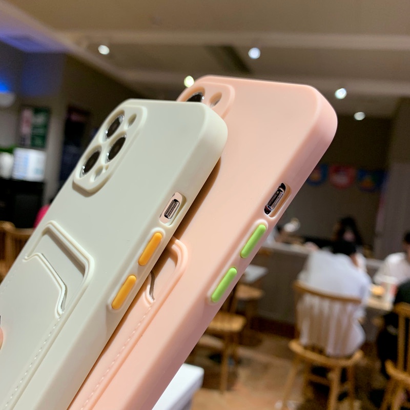 Soft Case TPU Dengan Holder Kartu Untuk iPhone 12 11 Pro Max Mini X XS Max XR SE2 7 8 Plus