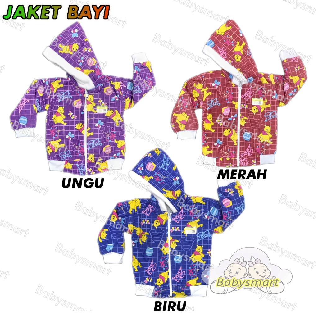 Jaket Bayi/Anak + topi motif POOH MORISKA 0-12 bulan/Mantel bayi/sweeter anak laki-laki/Perempuan