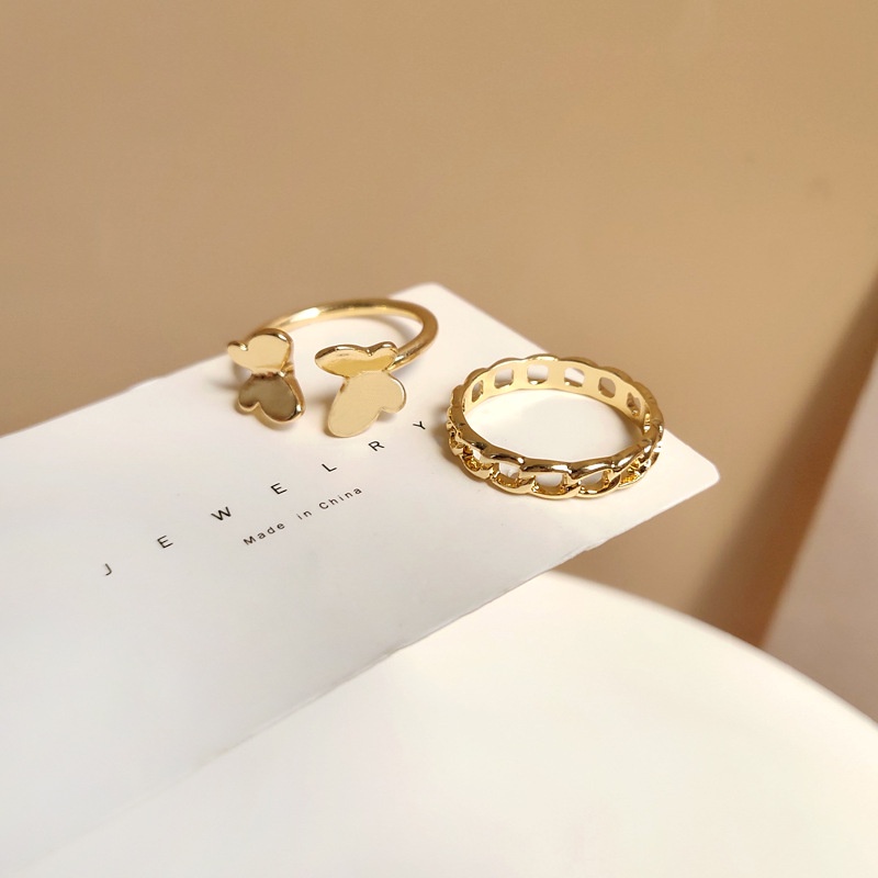 2pcs Cincin Jari Telunjuk Desain Rantai Butterfly Untuk Hadiah