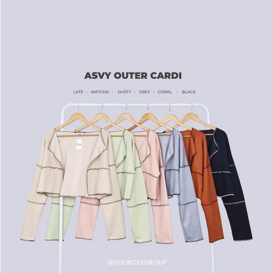 Asvy Contrast Cardigan Outer RIB - BAJU KEKINIAN TERMURAH