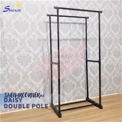 SHENAR RAK GANTUNGAN BAJU SERBAGUNA PORTABLE  UNIK / STAND HANGER BAJU TOPI TAS /JEMURAN GANTUNG /DOUBLE STAND HANGER,SHENARCORNER168